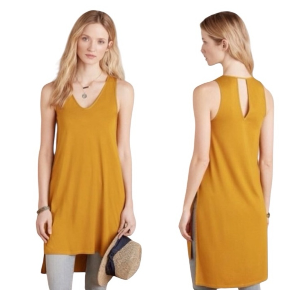 Akemi & Kin | Anthropologie Longview Mustard Yellow Sleeveless Tunic Blouse